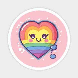 Pride Rainbow Kawaii Heart Magnet